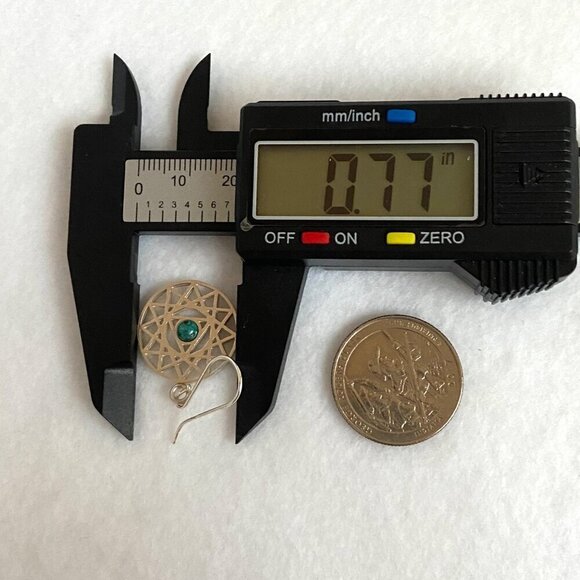 Sterling Silver Openwork Round Mandala Trinity Star Chrysocolla Dangle Earrings - Picture 16 of 16